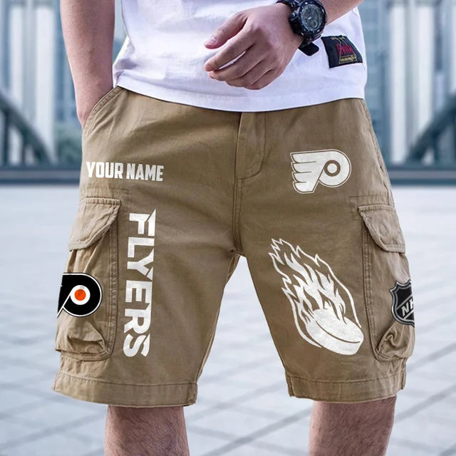[SUPER SALE] NEW CUSTOMIZED NHL27 BFS PHILADELPHIA FLYERS CARGO SHORTS