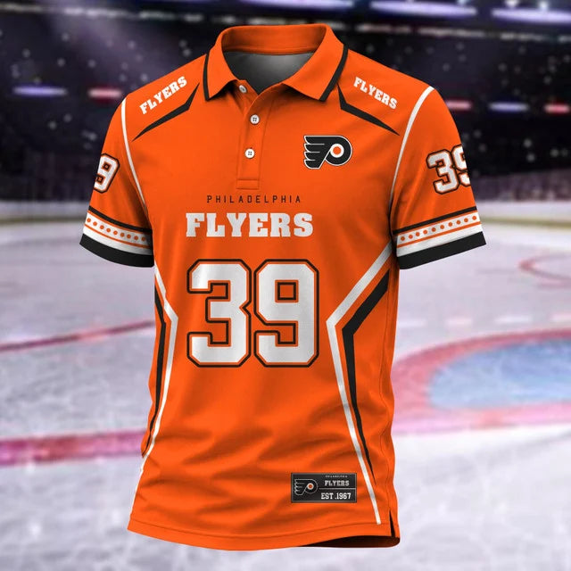 [SUPER SALE] NEW CUSTOMIZED NHL27 PPF PHILADELPHIA FLYERS POLO SHIRT