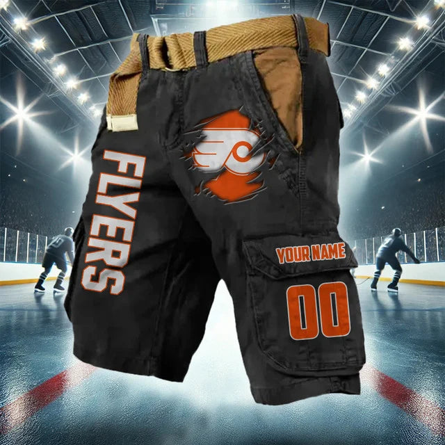[SUPER SALE] NEW CUSTOMIZED NHL27 BFS PHILADELPHIA FLYERS CARGO SHORTS