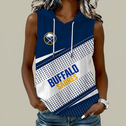 [SUPER SALE] NEW CUSTOMIZED NHL28 BFS BUFFALO SABRES WOMEN'S SLEEVELESS HOODED POCKET TANK TOP