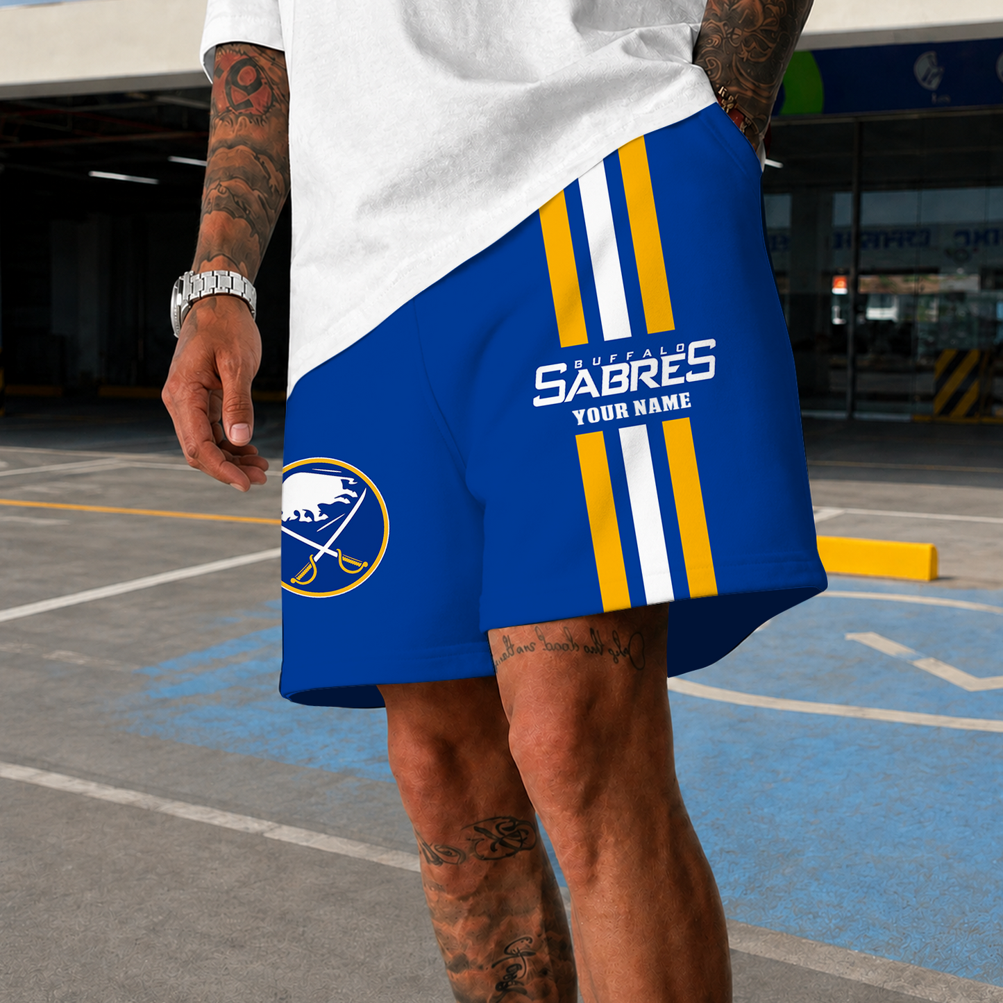 [SUPER SALE] NEW CUSTOMIZED NHL28 BFS BUFFALO SABRES SHORT PANTS