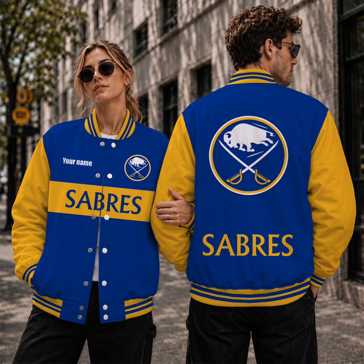 [SUPER SALE] NEW CUSTOMIZED NHL28 BFS BUFFALO SABRES SATIN VARSITY JACKET & BASEBALL JACKET