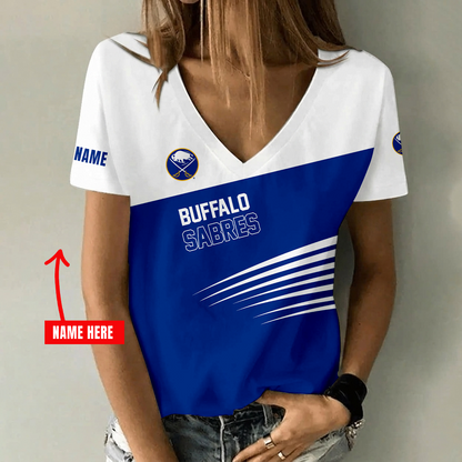 [SUPER SALE] NEW CUSTOMIZED NHL28 BFS BUFFALO SABRES V-NECK FEMALE SHIRT