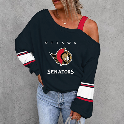 [SUPER SALE] NEW CUSTOMIZED NHL29 OSN OTTAWA SENATORS DROP SHOULDER SWEATSHIRT