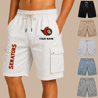 [SUPER SALE] NEW CUSTOMIZED NHL29 OSN OTTAWA SENATORS MEN'S DRAWSTRING CARGO SHORTS