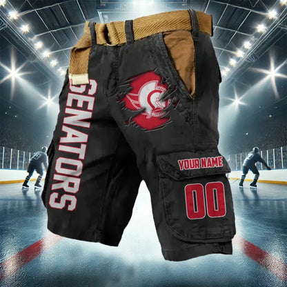 [SUPER SALE] NEW CUSTOMIZED NHL29 OSN OTTAWA SENATORS CARGO SHORTS
