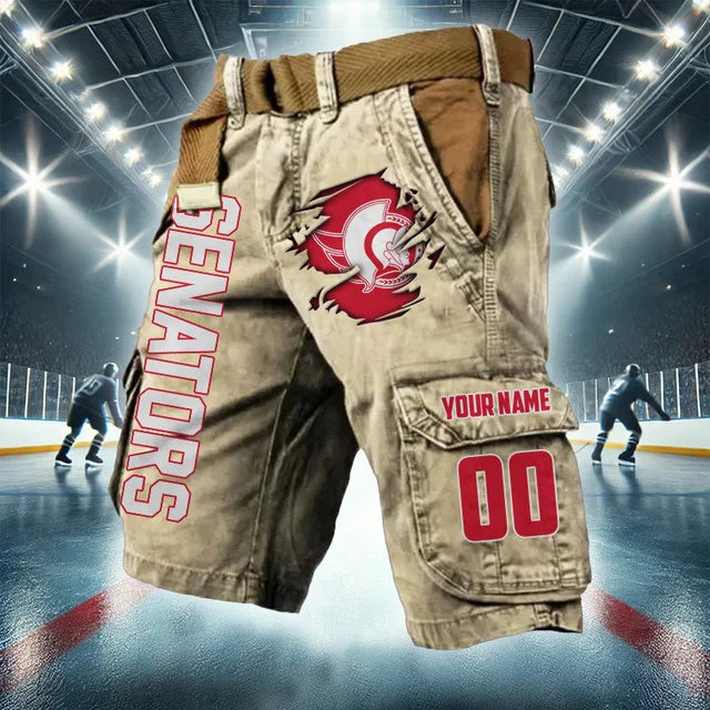 [SUPER SALE] NEW CUSTOMIZED NHL29 OSN OTTAWA SENATORS CARGO SHORTS