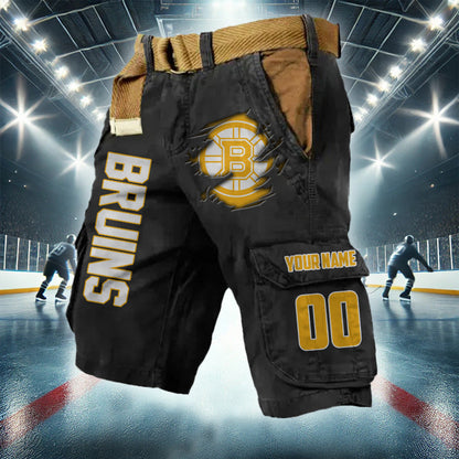 [SUPER SALE] NEW CUSTOMIZED NHL02 BTB BOSTON BRUINS CARGO SHORTS