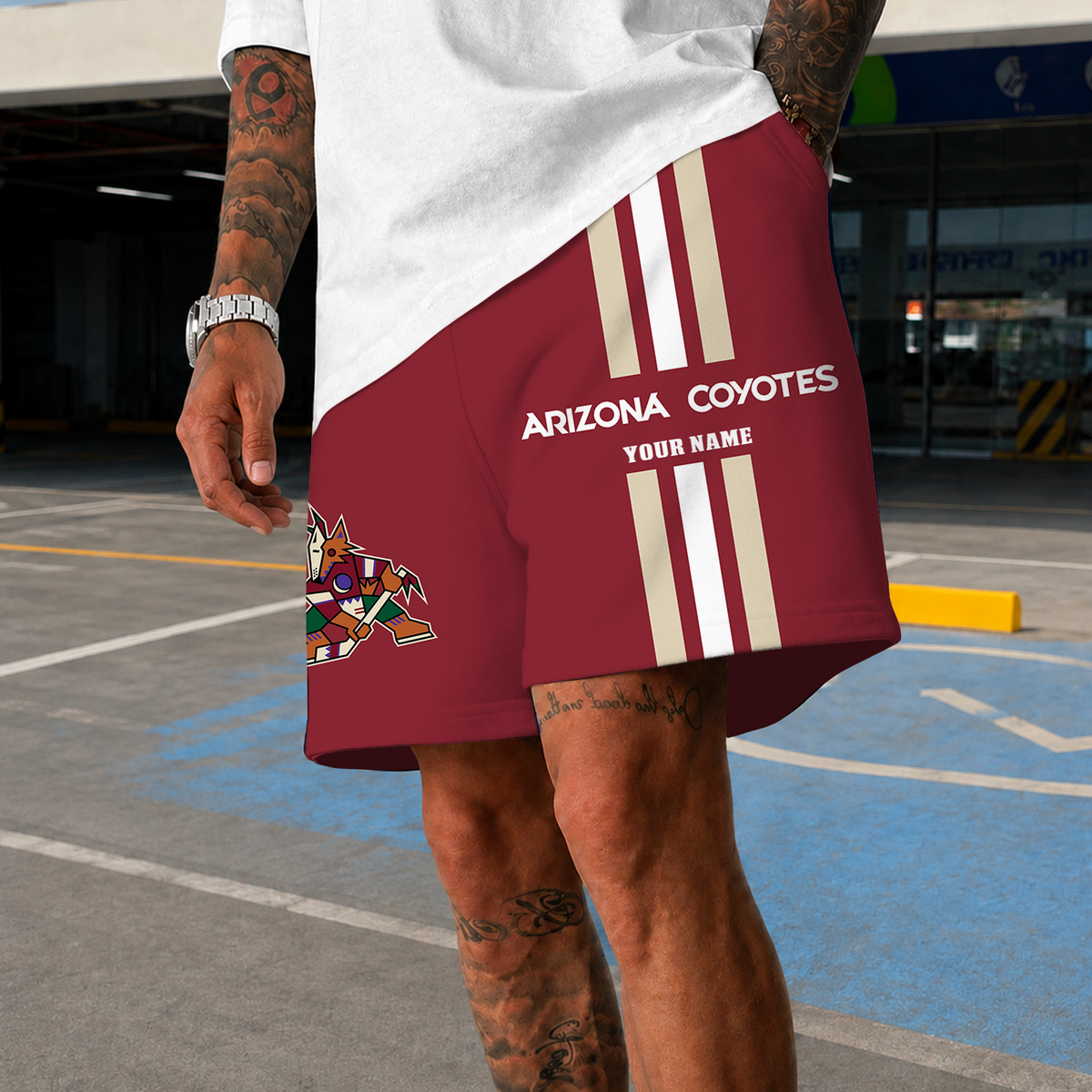 [SUPER SALE] NEW CUSTOMIZED NHL30 AZC ARIZONA COYOTES SHORT PANTS