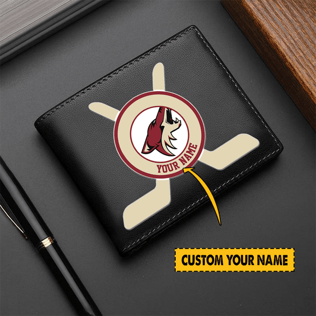 [SUPER SALE] NEW CUSTOMIZED NHL30 AZC ARIZONA COYOTES LEATHER WALLET