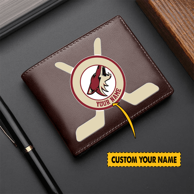 [SUPER SALE] NEW CUSTOMIZED NHL30 AZC ARIZONA COYOTES LEATHER WALLET