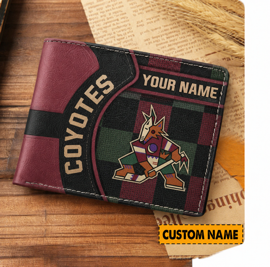 [SUPER SALE ] NEW CUSTOMIZED NHL30 AZC ARIZONA COYOTES LEATHER WALLET