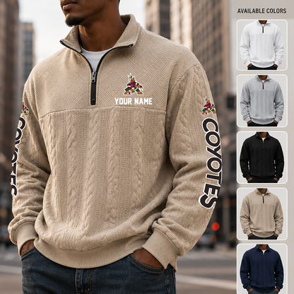 [SUPER SALE] NEW CUSTOMIZED NHL30 AZC ARIZONA COYOTES MULTICOLOR QUARTER-ZIP SWEATSHIRT