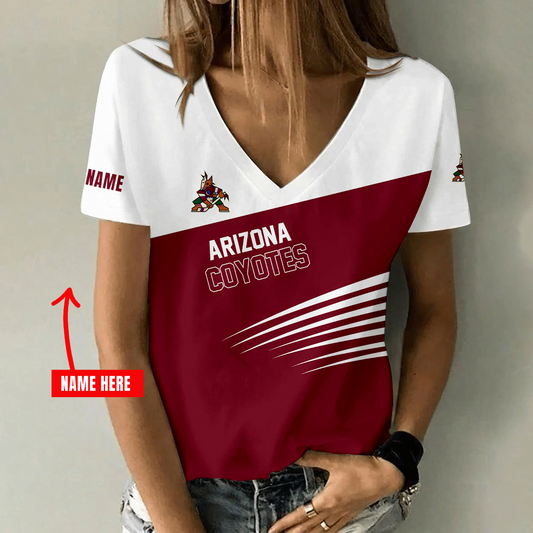 [SUPER SALE] NEW CUSTOMIZED NHL30 AZC ARIZONA COYOTES V-NECK FEMALE SHIRT