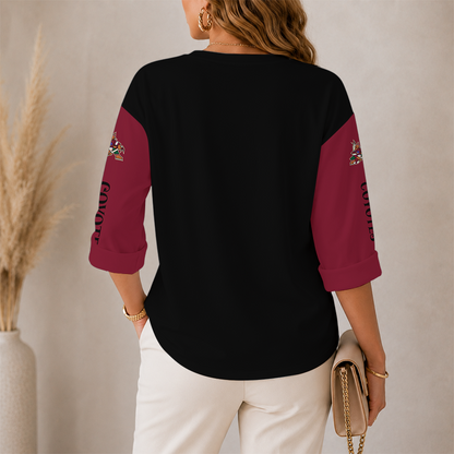 [SUPER SALE] NEW CUSTOMIZED NHL30 AZC ARIZONA COYOTES WOMEN'S HEART V-NECK LONG SLEEVE SHIRT
