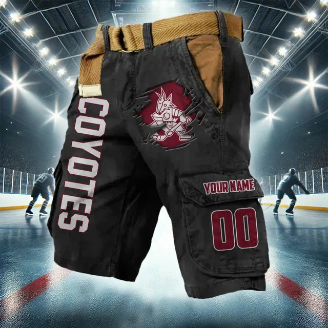 [SUPER SALE] NEW CUSTOMIZED NHL30 AZC ARIZONA COYOTES CARGO SHORTS