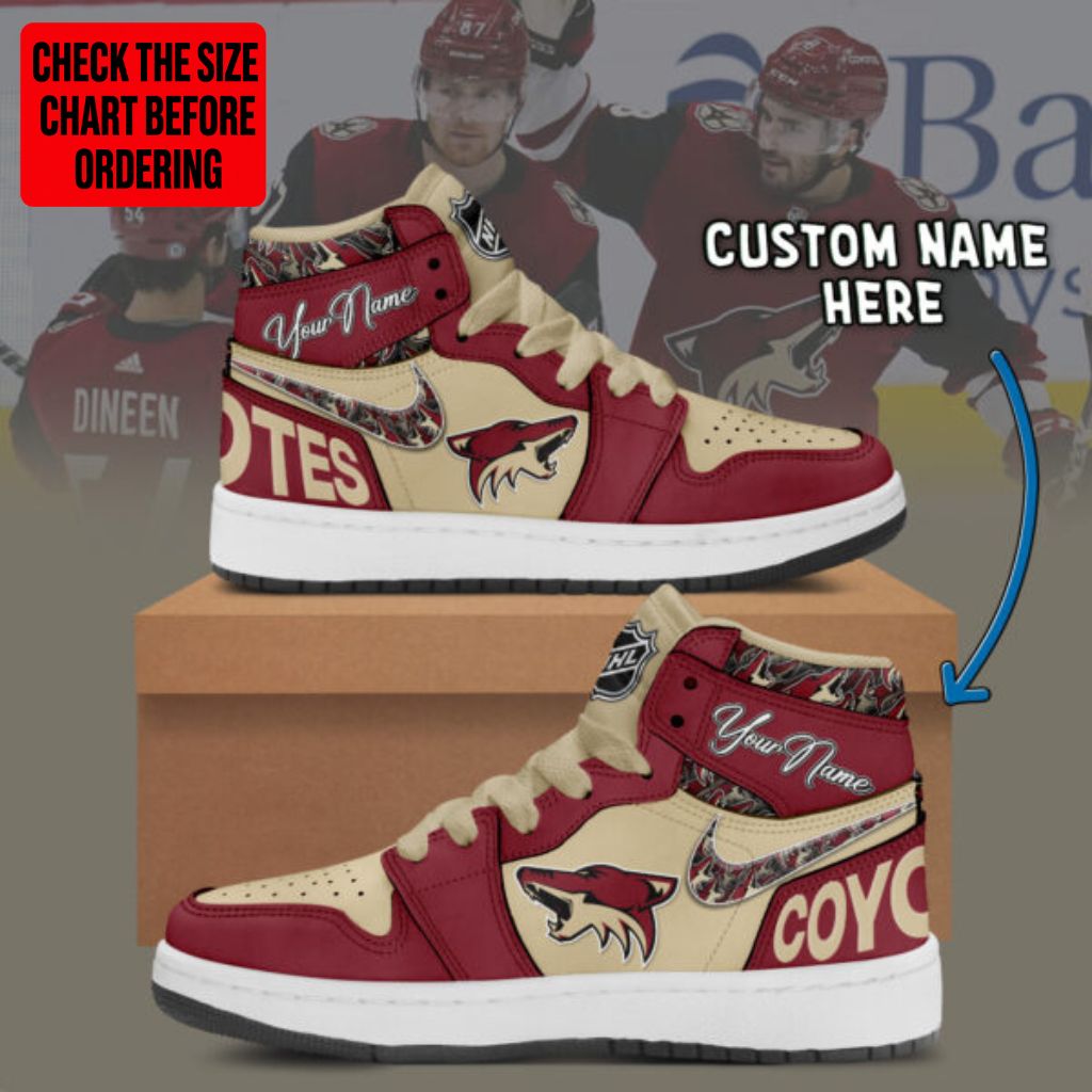 [SUPER SALE] NEW CUSTOMIZED NHL30 AZC ARIZONA COYOTES AIR JORDAN SNEAKERS