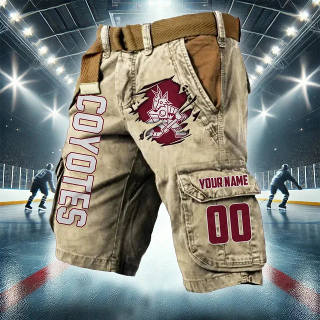 [SUPER SALE] NEW CUSTOMIZED NHL30 AZC ARIZONA COYOTES CARGO SHORTS