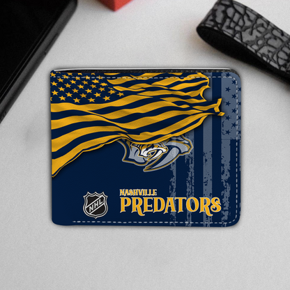 [SUPER SALE ] NEW CUSTOMIZED NHL31 NVP NASHVILLE PREDATORS LEATHER WALLET