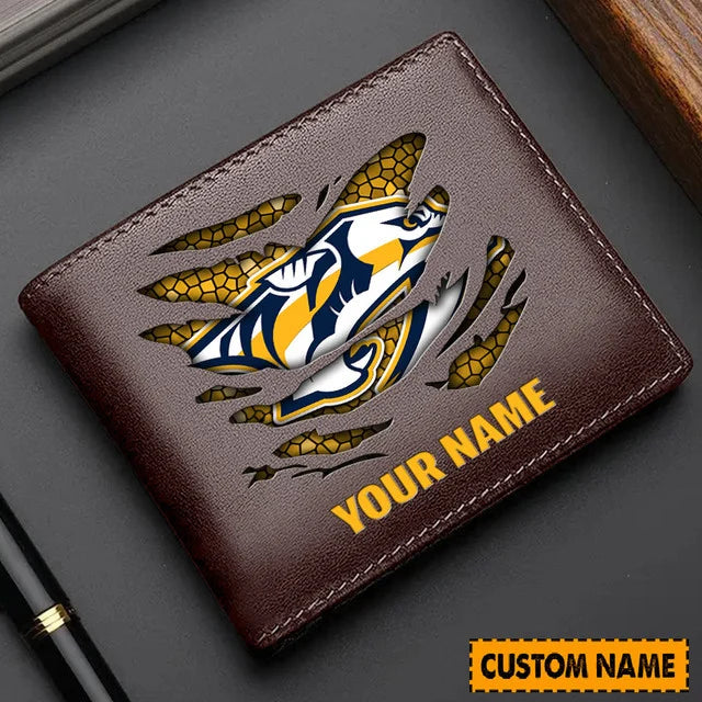 [SUPER SALE] NEW CUSTOMIZED NHL31 NVP NASHVILLE PREDATORS LEATHER WALLET