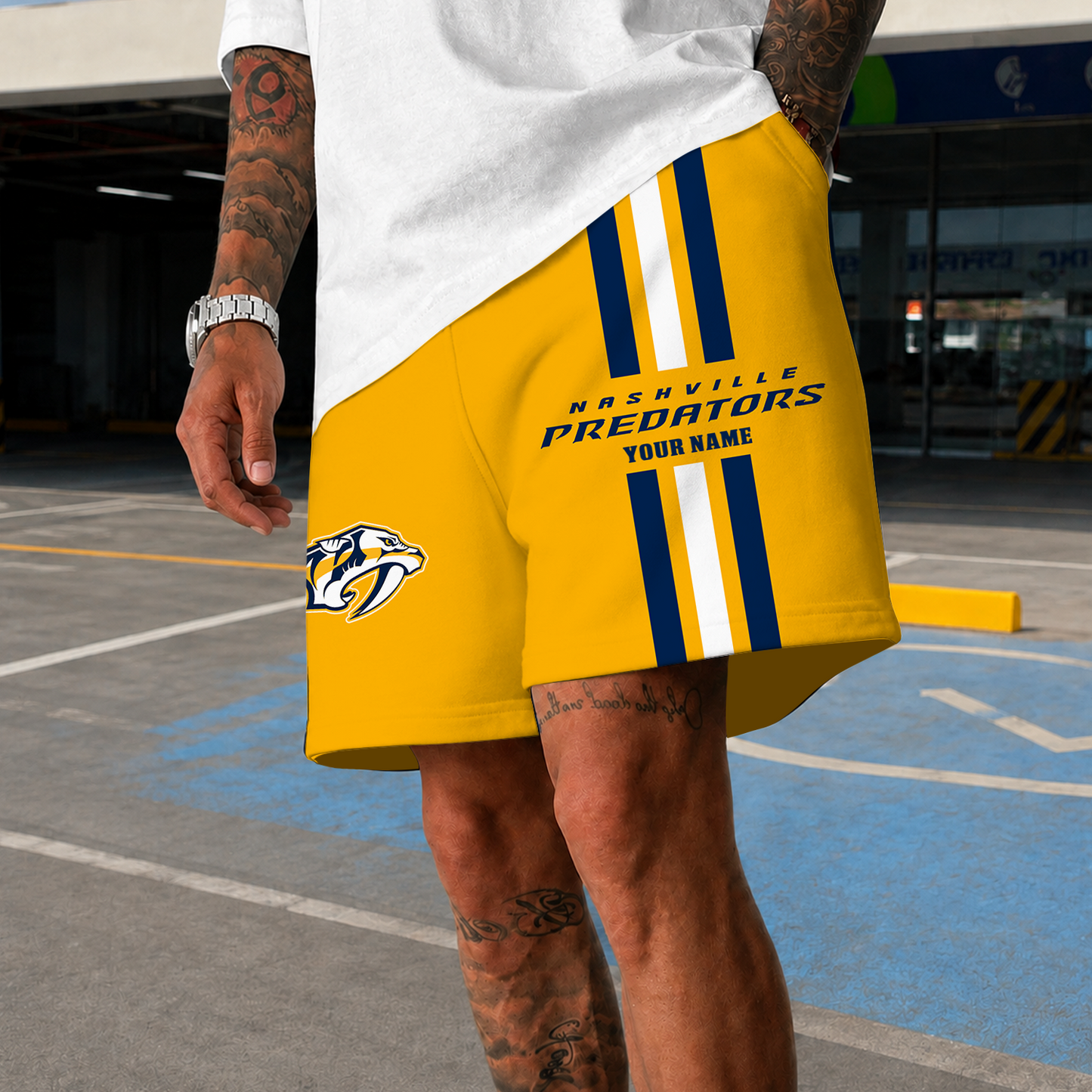 [SUPER SALE] NEW CUSTOMIZED NHL31 NVP NASHVILLE PREDATORS SHORT PANTS