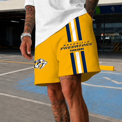 [SUPER SALE] NEW CUSTOMIZED NHL31 NVP NASHVILLE PREDATORS SHORT PANTS