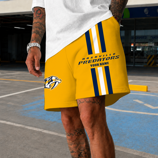 [SUPER SALE] NEW CUSTOMIZED NHL31 NVP NASHVILLE PREDATORS SHORT PANTS