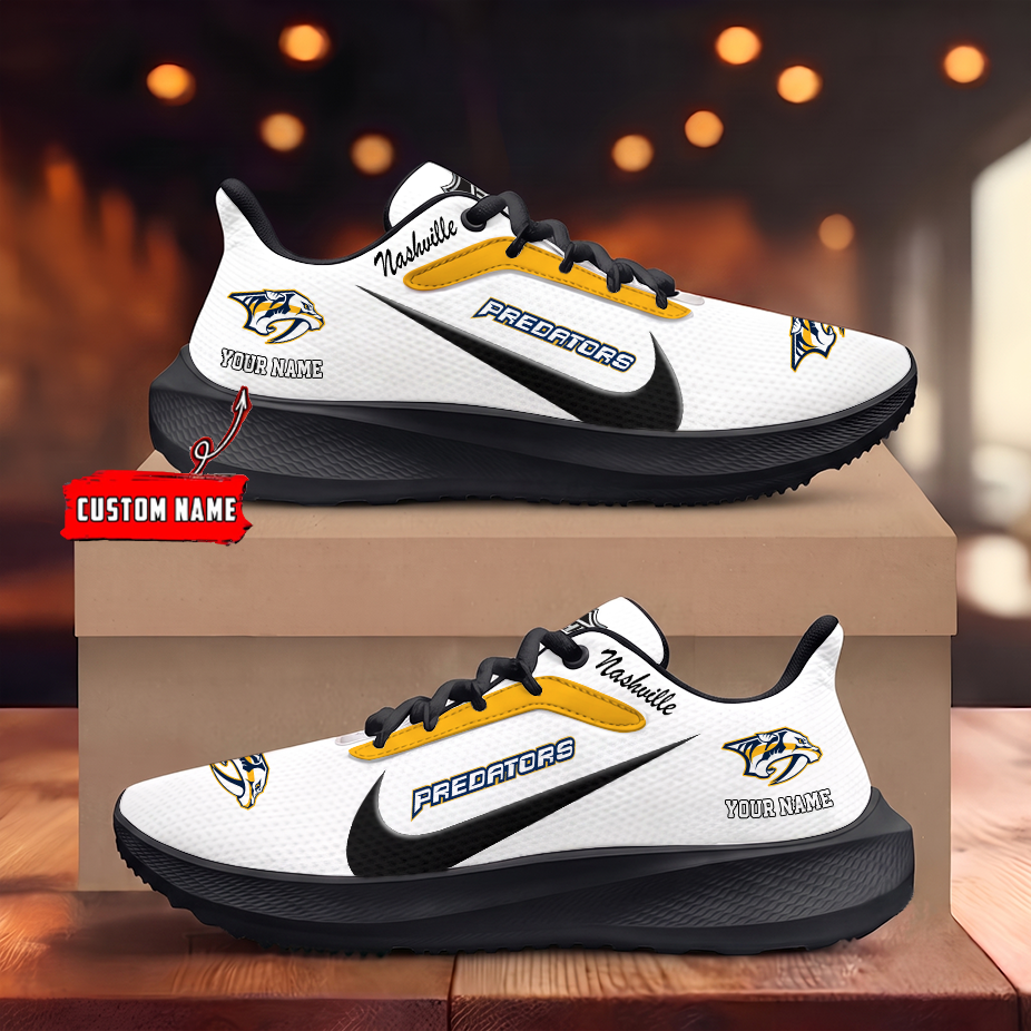 [SUPER SALE] NEW CUSTOMIZED NHL31 NVP NASHVILLE PREDATORS ROAD RUNNING SHOES