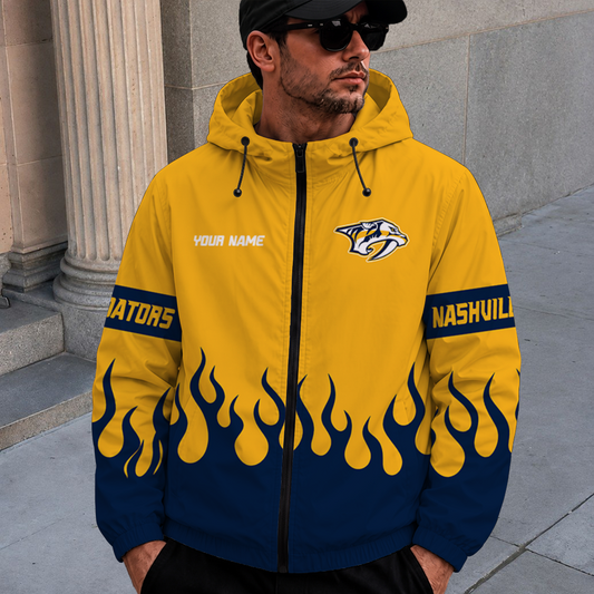 [SUPER SALE] NEW CUSTOMIZED NHL31 NVP NASHVILLE PREDATORS WINDBREAKER JACKET