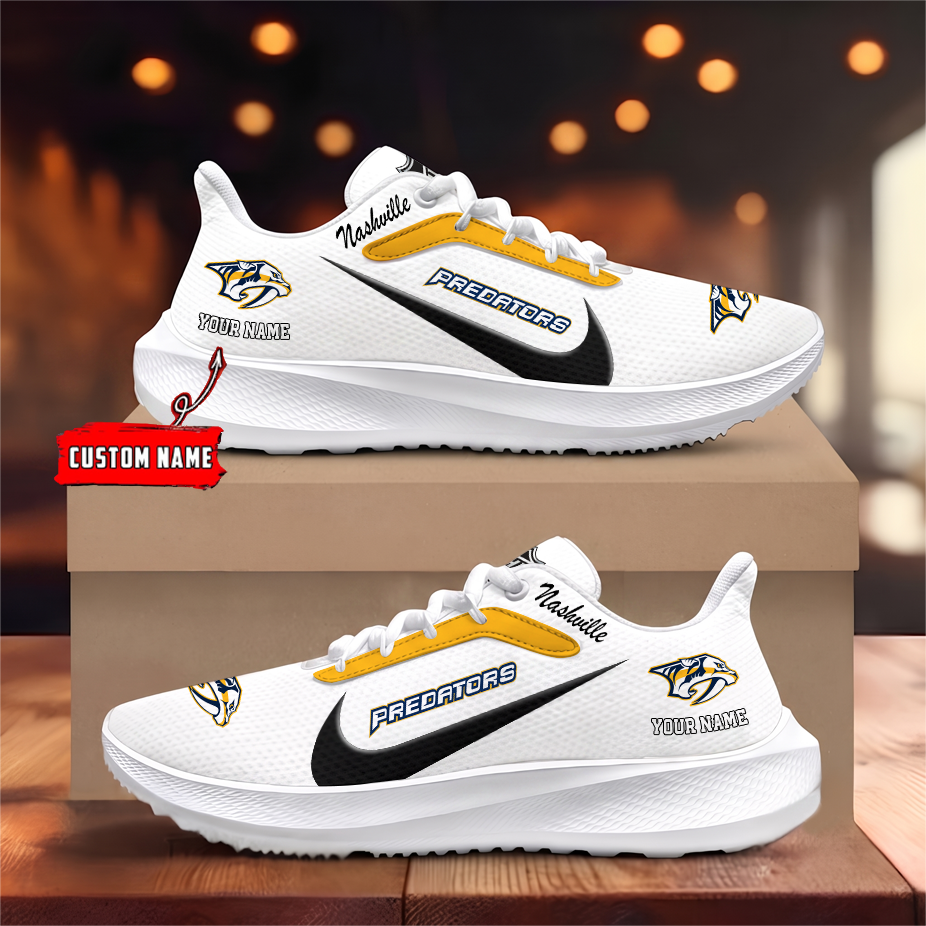[SUPER SALE] NEW CUSTOMIZED NHL31 NVP NASHVILLE PREDATORS ROAD RUNNING SHOES