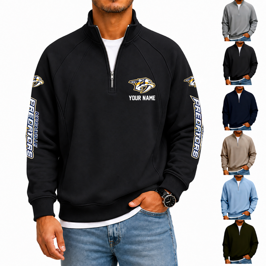 [SUPER SALE] NEW CUSTOMIZED NHL31 NVP NASHVILLE PREDATORS MEN'S QUARTER ZIP PULLOVER