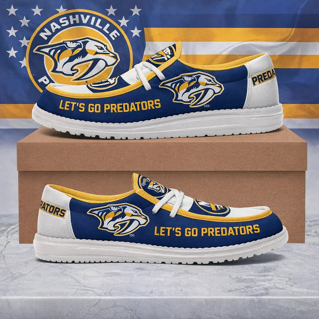 [SUPER SALE ] NEW CUSTOMIZED NHL31 NVP NASHVILLE PREDATORS LOAFER SHOES