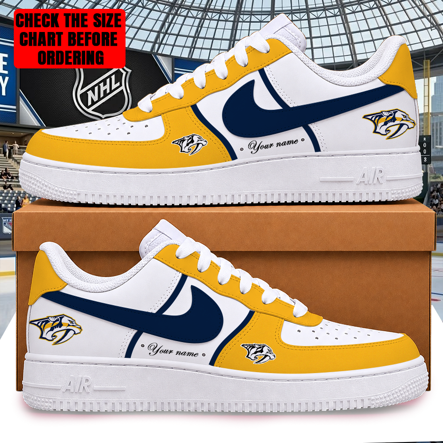 [SUPER SALE] NEW CUSTOMIZED NHL31 NVP NASHVILLE PREDATORS AF1 SHOES