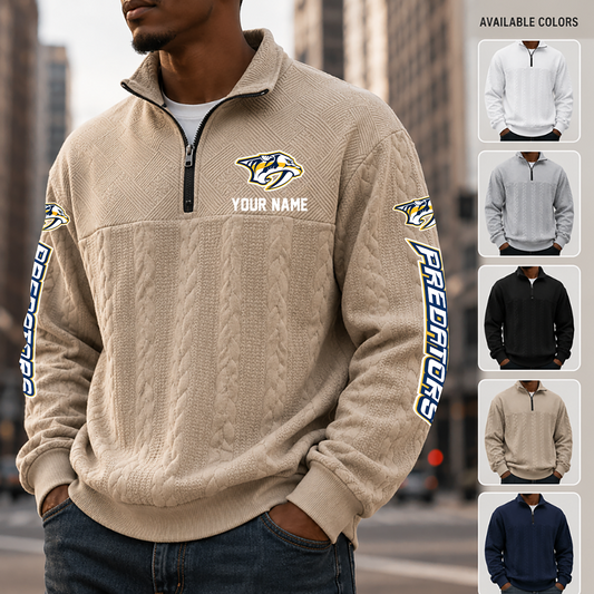 [SUPER SALE] NEW CUSTOMIZED NHL31 NVP NASHVILLE PREDATORS MULTICOLOR QUARTER-ZIP SWEATSHIRT