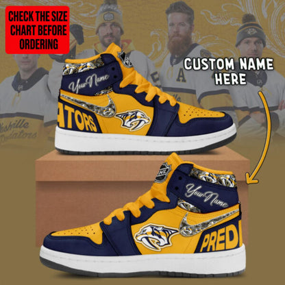 [SUPER SALE] NEW CUSTOMIZED NHL31 NVP NASHVILLE PREDATORS AIR JORDAN SNEAKERS