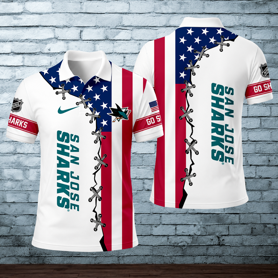 [SUPER SALE] NEW CUSTOMIZED NHL32 SJS SAN JOSE SHARKS POLO SHIRT