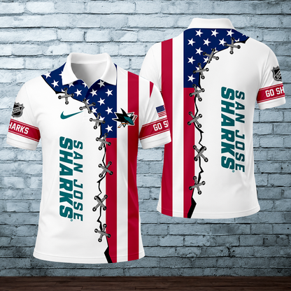 [SUPER SALE] NEW CUSTOMIZED NHL32 SJS SAN JOSE SHARKS POLO SHIRT