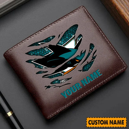 [SUPER SALE] NEW CUSTOMIZED NHL32 SJS SAN JOSE SHARKS LEATHER WALLET