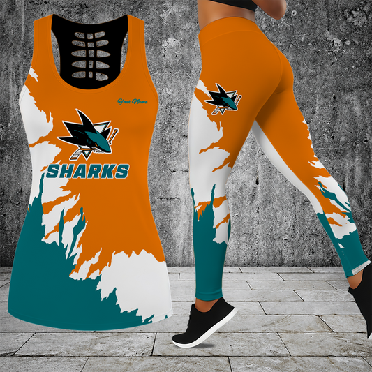 [SUPER SALE] NEW CUSTOMIZED NHL32 SJS SAN JOSE SHARKS MEN'S DRAWSTRING CARGO SHORTS