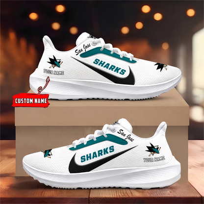 [SUPER SALE] NEW CUSTOMIZED NHL32 SJS SAN JOSE SHARKS ROAD RUNNING SHOES