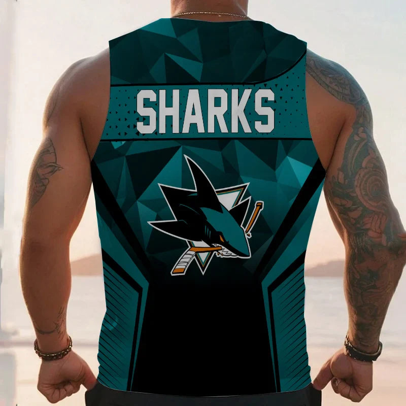 LIMITED EDITION - NEW CUSTOMIZED NHL32 SJ SHARKS UNISEX TANK TOP