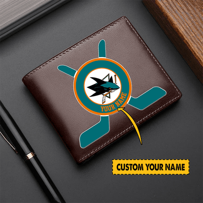 [SUPER SALE] NEW CUSTOMIZED NHL32 SJS SAN JOSE SHARKS LEATHER WALLET