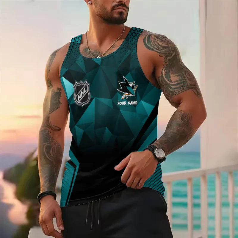 LIMITED EDITION - NEW CUSTOMIZED NHL32 SJ SHARKS UNISEX TANK TOP