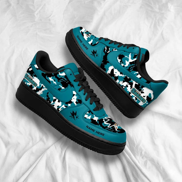 [SUPER SALE] NEW CUSTOMIZED NHL32 SJS SAN JOSE SHARKS AF1 SHOES