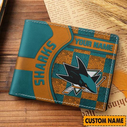 [SUPER SALE ] NEW CUSTOMIZED NHL32 SJS SAN JOSE SHARKS LEATHER WALLET