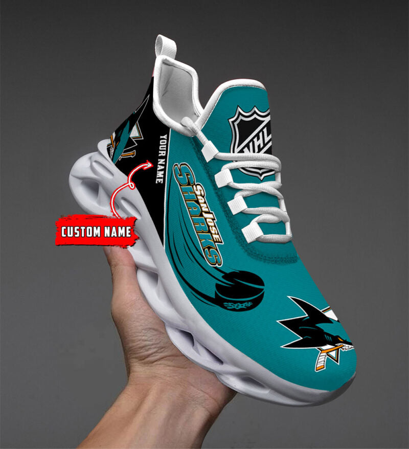 [SUPER SALE] NEW CUSTOMIZED NHL32 SJS SAN JOSE SHARKS CLUNKY SNEAKERS