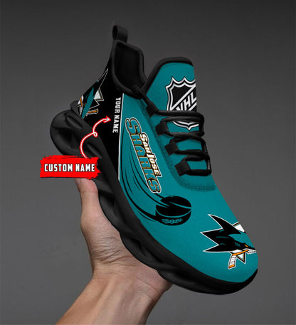 [SUPER SALE] NEW CUSTOMIZED NHL32 SJS SAN JOSE SHARKS CLUNKY SNEAKERS