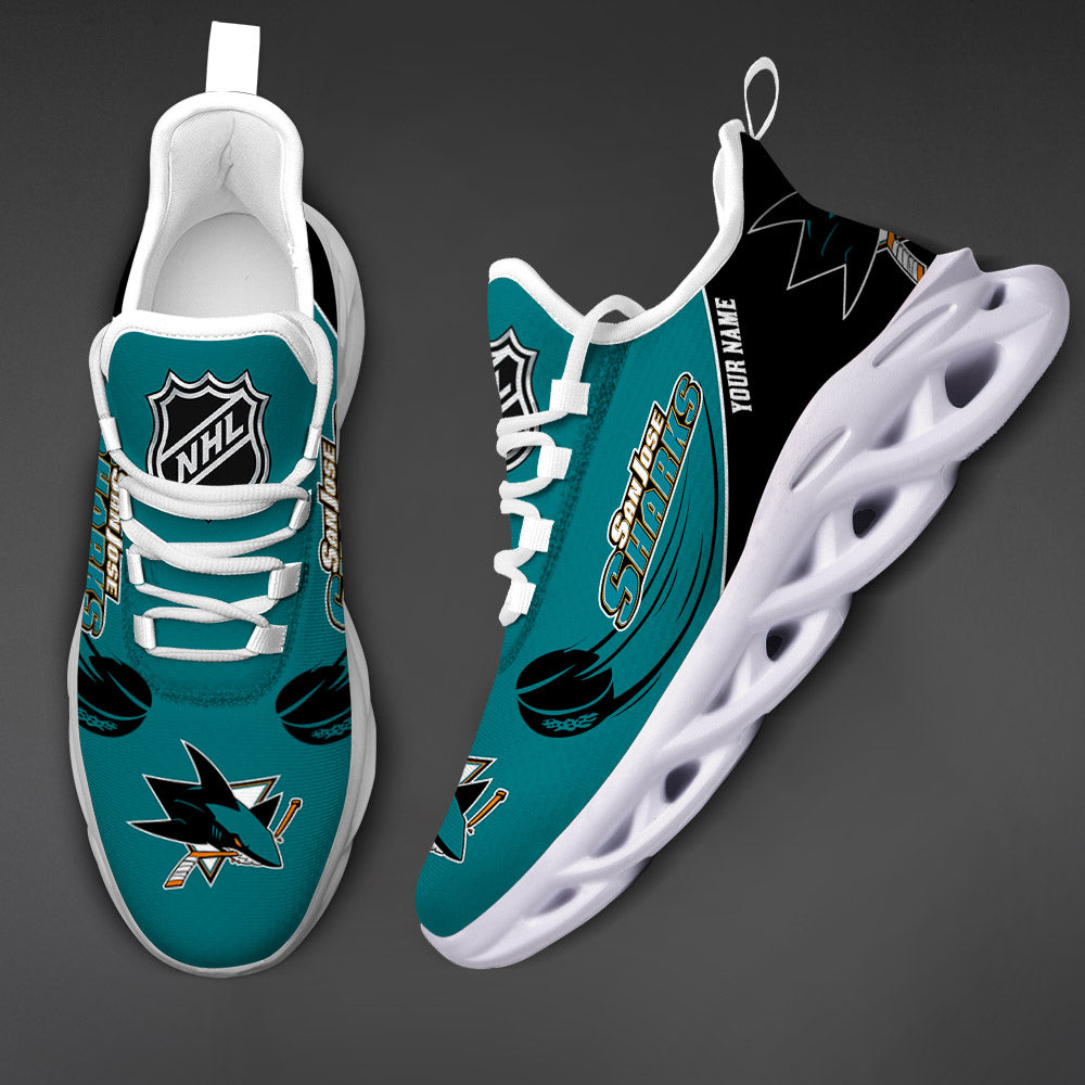 [SUPER SALE] NEW CUSTOMIZED NHL32 SJS SAN JOSE SHARKS CLUNKY SNEAKERS