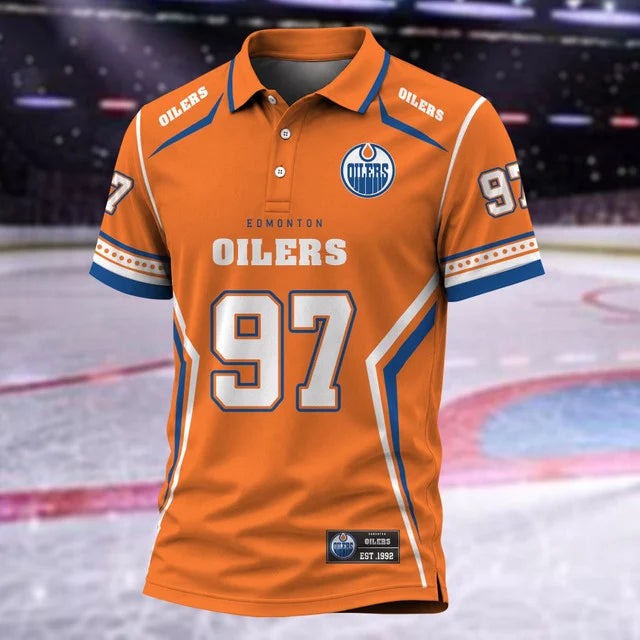 [SUPER SALE] NEW CUSTOMIZED NHL03 EMO EDMONTON OILERS POLO SHIRT