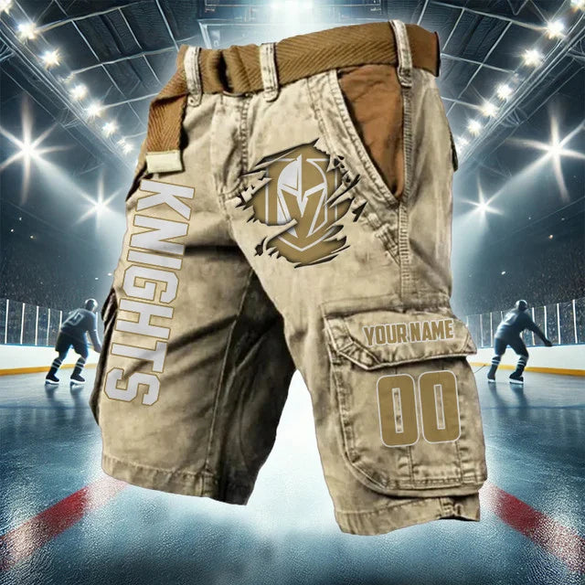 [SUPER SALE] NEW CUSTOMIZED NHL04 VGK VEGAS GOLDEN KNIGHTS CARGO SHORTS